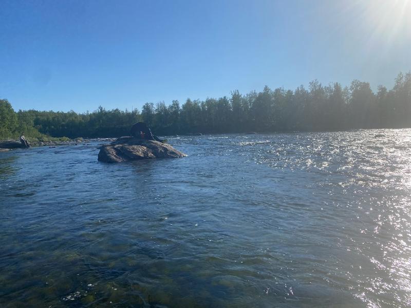 Jonn und Pelle entspannen im Wasser