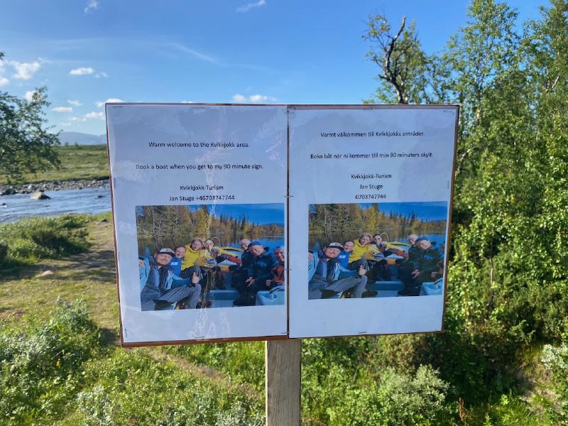 Schild Bootstransfer Kvikkjokk Jan